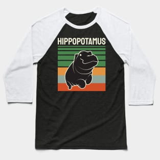 Vintage Cute Funny Hippopotamus Baseball T-Shirt